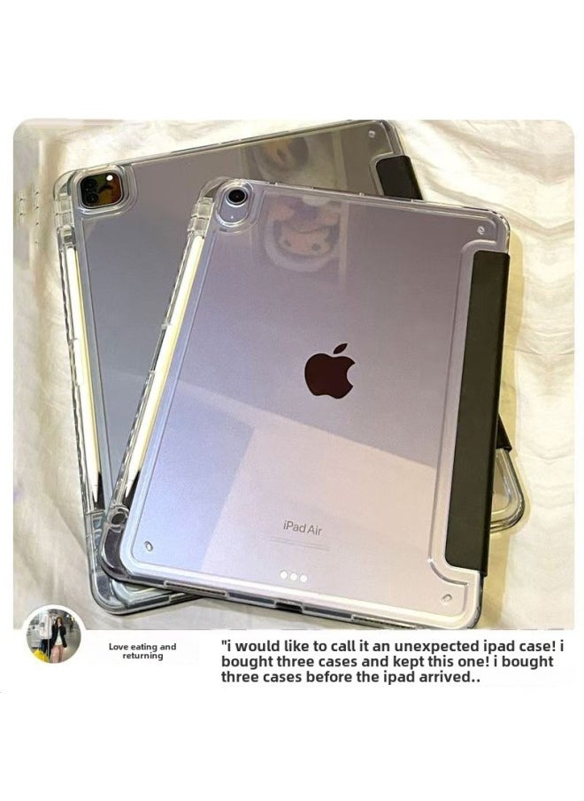 Generic - Suitable For IPadair6 Protective Shell Anti-bending 9 Shell 2024pro11 Transparent 45 With Slot 10.2 Anti-fall Mini67 Sets-Color:【high Transparency Acrylic With Pen Tray】 【baby Powder】-Applicable Mod - Image 1
