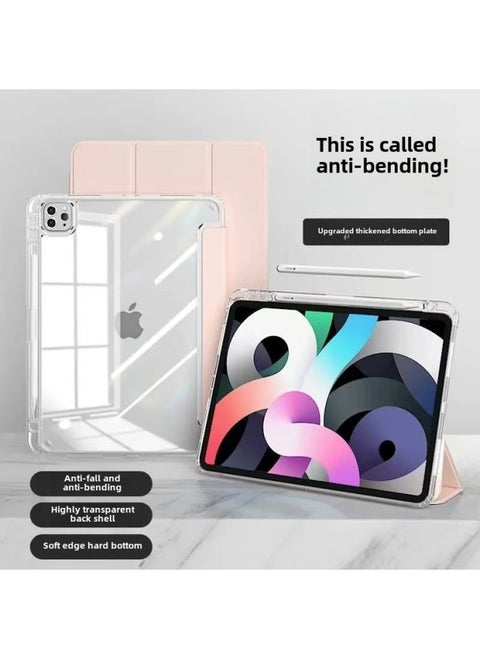 Suitable For IPadair6 Protective Shell Anti-bending 9 Shell 2024pro11 Transparent 45 With Slot 10.2 Anti-fall Mini67 Sets-Color:【high Transparency Acrylic With Pen Tray】 【baby Powder】-Applicable Mod