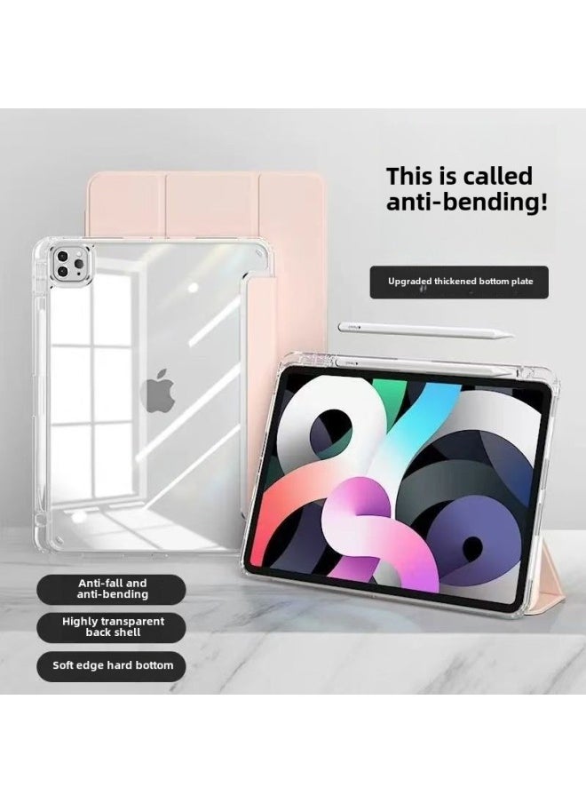 Generic - Suitable For IPadair6 Protective Shell Anti-bending 9 Shell 2024pro11 Transparent 45 With Slot 10.2 Anti-fall Mini67 Sets-Color:【high Transparency Acrylic With Pen Tray】 【baby Powder】-Applicable Mod - Image 1