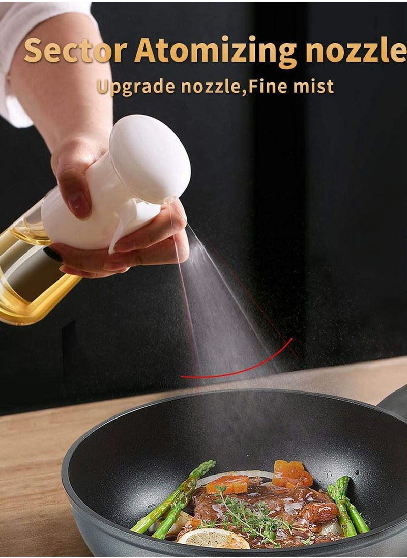 Excefore - Olive Oil Sprayer Mist, Spray Bottle for Kitchen Cooking Baking BBQ Grilling, 7.1oz Capacity Oil Mister Refillable Easy Control with Brush for Baking, BBQ, Salad, Frying, 2 Pack White - Image 1