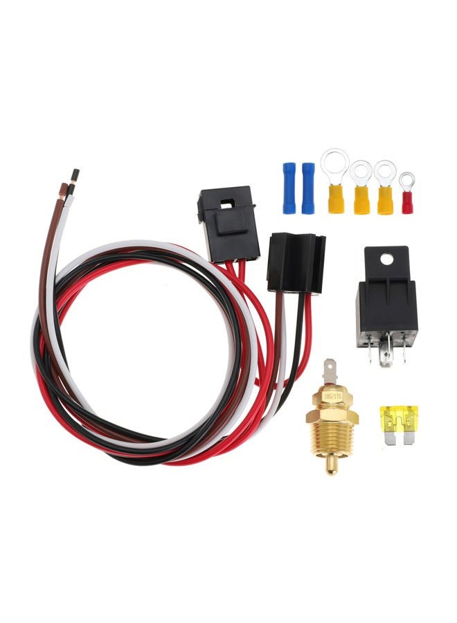 Hiyeve Electric Fan Wiring Kit Waterproof Relay Temperature Sensor Switch Kit Electric Engine Fan Thermostat Radiator Kit 185 On 175 Off 40 AMP - Image 1