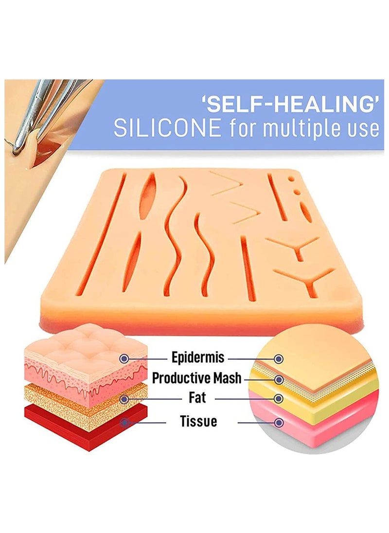 BIONEX - Suture Practice Kit complete for Medical Students and Practice Surgery Kit with Reusable Silicone Suture Pad with the Realistic Skin Texture Suitable for Students Training - Image 1
