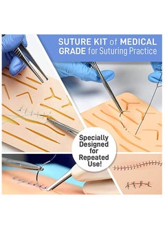 BIONEX Suture Practice Kit complete for Medical Students and Practice Surgery Kit with Reusable Silicone Suture Pad with the Realistic Skin Texture Suitable for Students Training  - Image 3