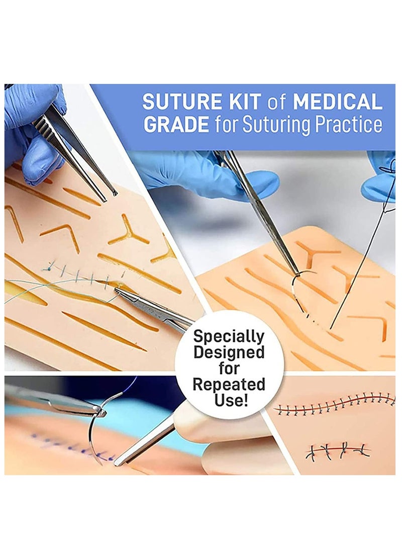 BIONEX - Suture Practice Kit complete for Medical Students and Practice Surgery Kit with Reusable Silicone Suture Pad with the Realistic Skin Texture Suitable for Students Training - Image 1