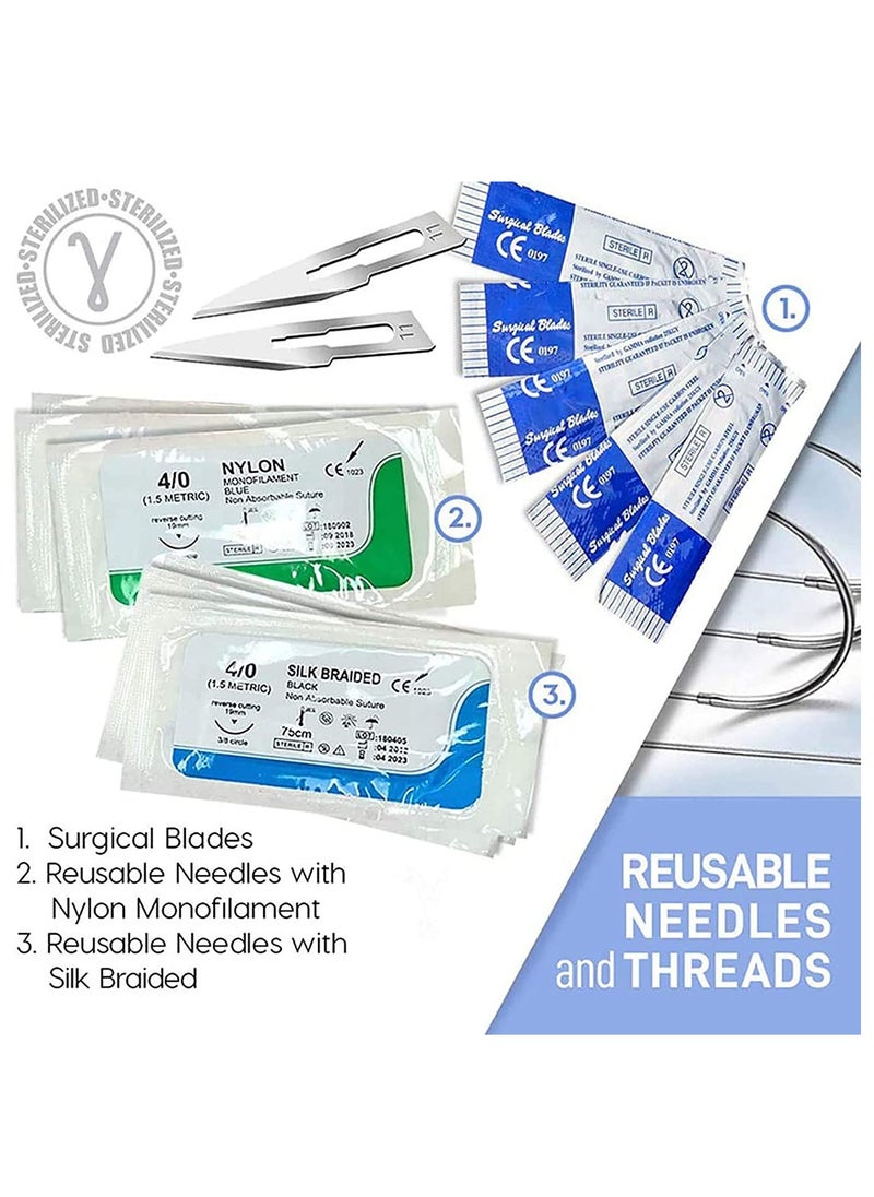 BIONEX - Suture Practice Kit complete for Medical Students and Practice Surgery Kit with Reusable Silicone Suture Pad with the Realistic Skin Texture Suitable for Students Training - Image 1