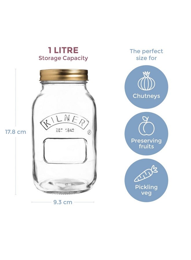 Kilner Borosilicate Preservative Jar 1 Litre, Preserving Jars with Screw Lids for Storing and Preserving Healthy, Home Grown Foods, 100% Leak-Proof, Dishwasher Safe. - Image 2