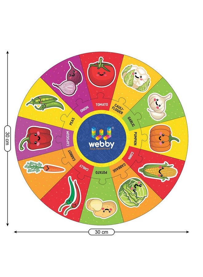 Webby Vegetables Wooden Round Jigsaw Puzzle, 13 Pcs - Image 4
