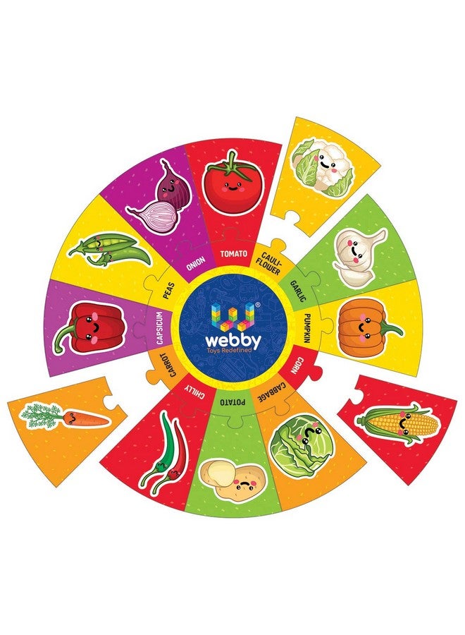 Webby Vegetables Wooden Round Jigsaw Puzzle, 13 Pcs - Image 3