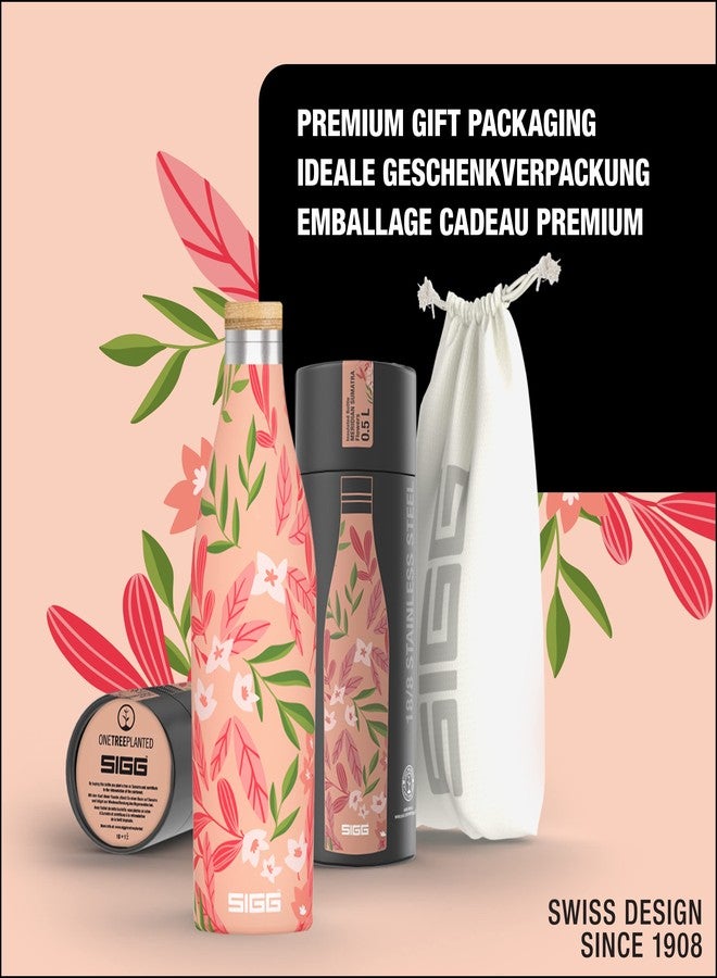 SIGG - Insulated Water Bottle - Meridian - Leakproof - Extra Slim - BPA Free - Plastic Free - Double Walled 18/8 Stainless Steel - Bamboo Screw Top - Pink - 0.5 L - Image 5