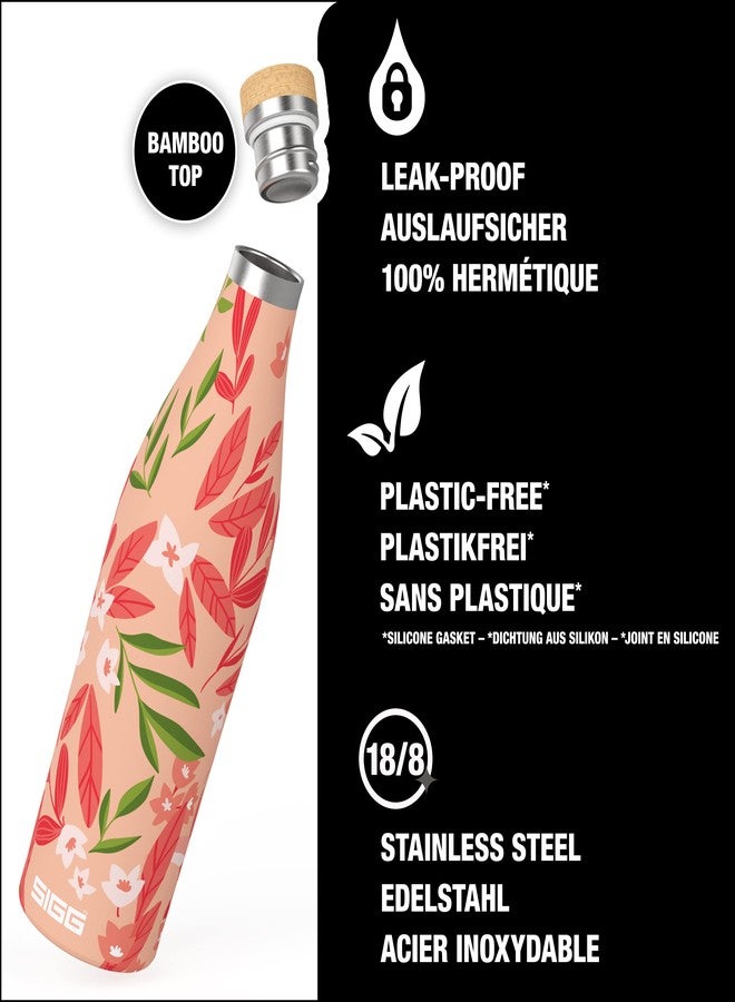 SIGG - Insulated Water Bottle - Meridian - Leakproof - Extra Slim - BPA Free - Plastic Free - Double Walled 18/8 Stainless Steel - Bamboo Screw Top - Pink - 0.5 L - Image 3