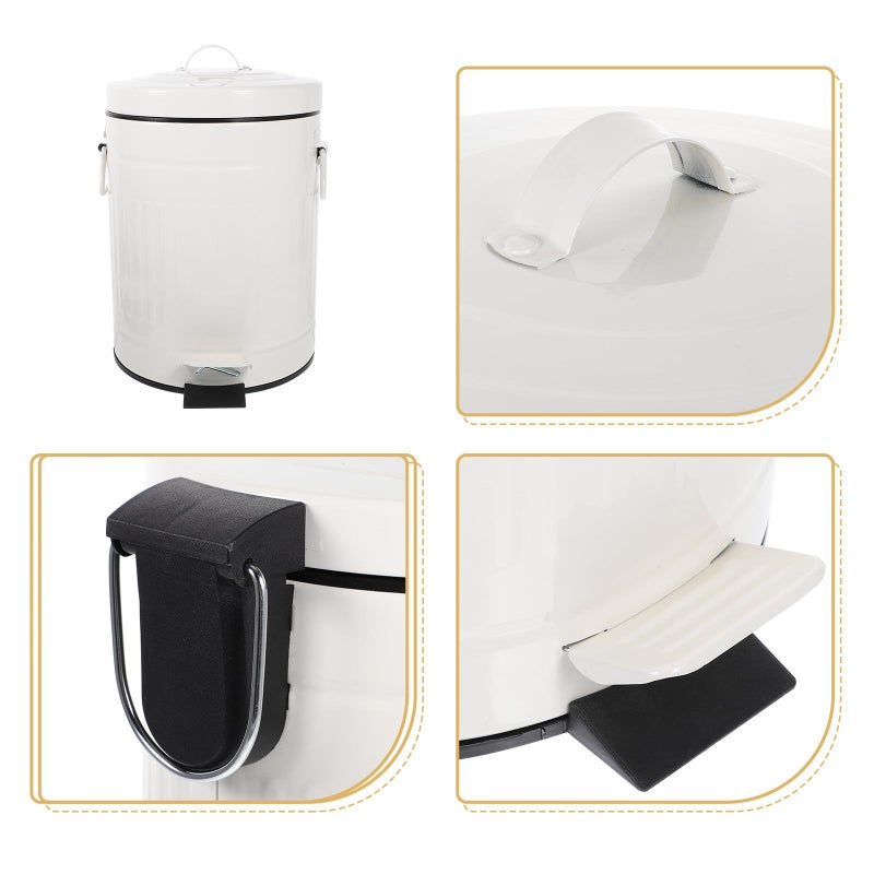 5L Round Metal Step Pedal Trash Can With Soft Close Lid For Kitchen Bathroom Office - Image 4