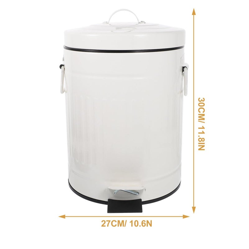 5L Round Metal Step Pedal Trash Can With Soft Close Lid For Kitchen Bathroom Office - Image 3