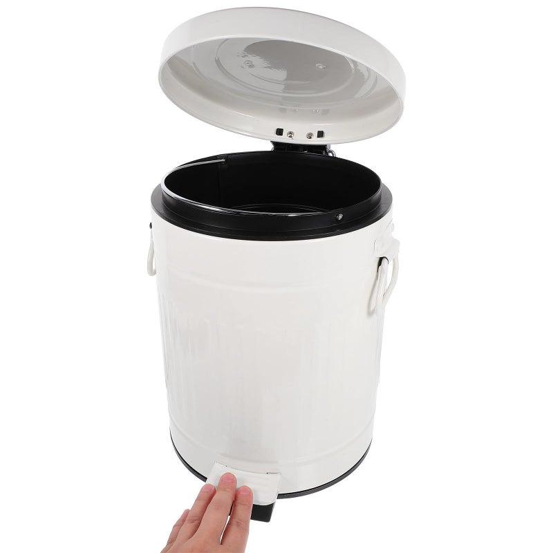 5L Round Metal Step Pedal Trash Can With Soft Close Lid For Kitchen Bathroom Office - Image 5