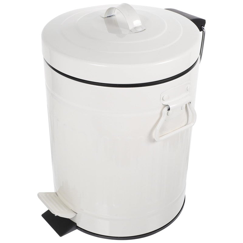 5L Round Metal Step Pedal Trash Can With Soft Close Lid For Kitchen Bathroom Office - Image 2