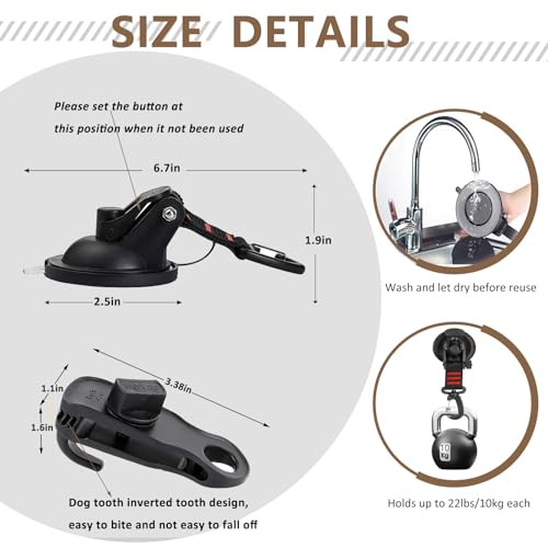 DthwagfL Heavy Duty Suction Cups Anchor with Hooks Suction Cup Camping Tie Downs with Securing Hook Outdoor Strong Suction Cup Wall Anchor for RV Boat Window Camping Tarp AccessoryCar Side Awning4 pcs - Image 3