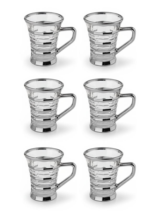 Dove 6-Piece Glass Tea Cup Set Clear/Silver 110ML - Image 1