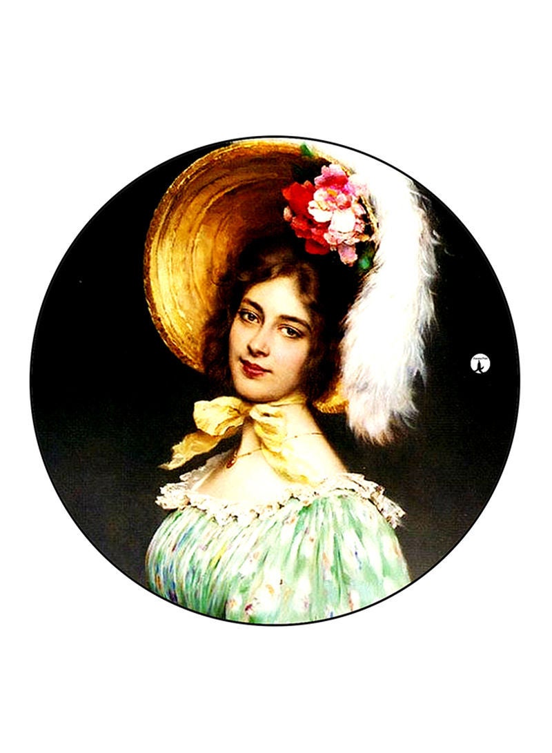 RKN Woman Printed Mouse Pad  Round  Multicolour