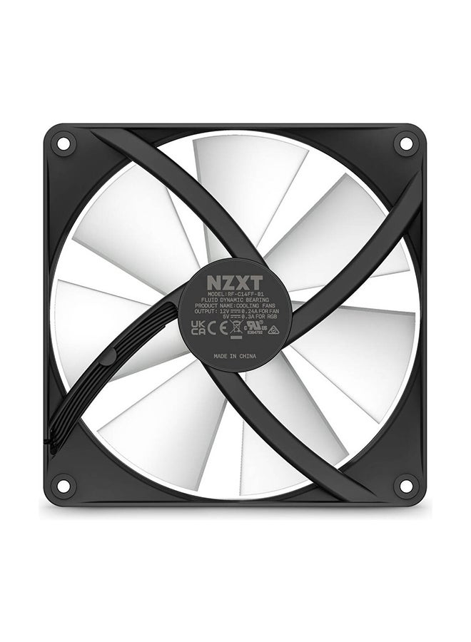 NZXT F140 RGB Core 140mm Case Fan Twin Pack, 8 Individually Addressable RGB LEDs per Fan, 500–1800 RPM, 89.48 CFM, 32.5 dBA, Fluid Dynamic Bearing, PWM Control, RGB Controller Included, CAM Software Support, Black | RF-C14DF-B1  - Image 4