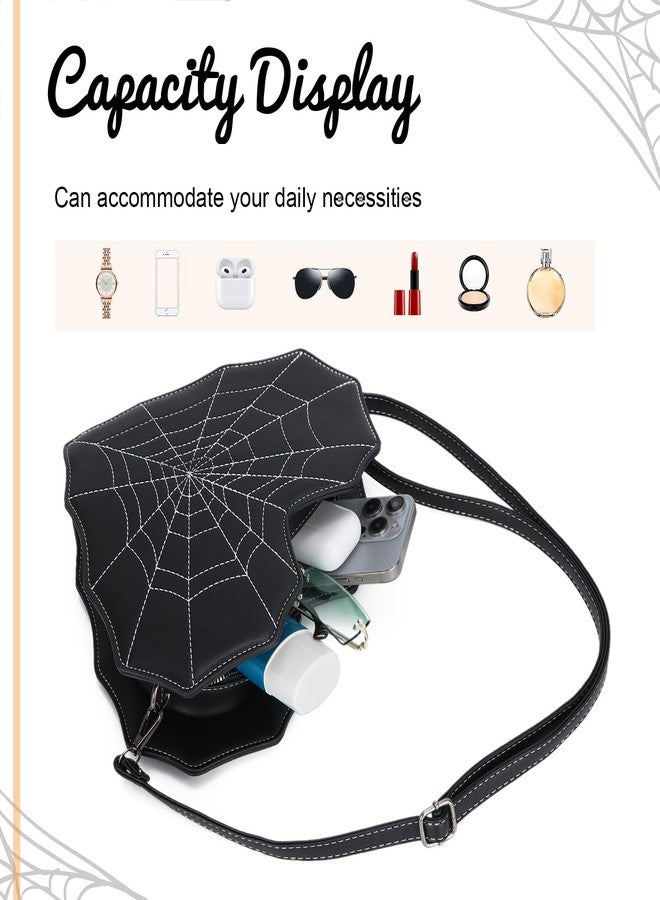 SUKUTU Women Heart Shaped Shoulder Bag Spider Web Gothic Style Backpack Novelty Gothic Leather Crossbody Bag - Image 3