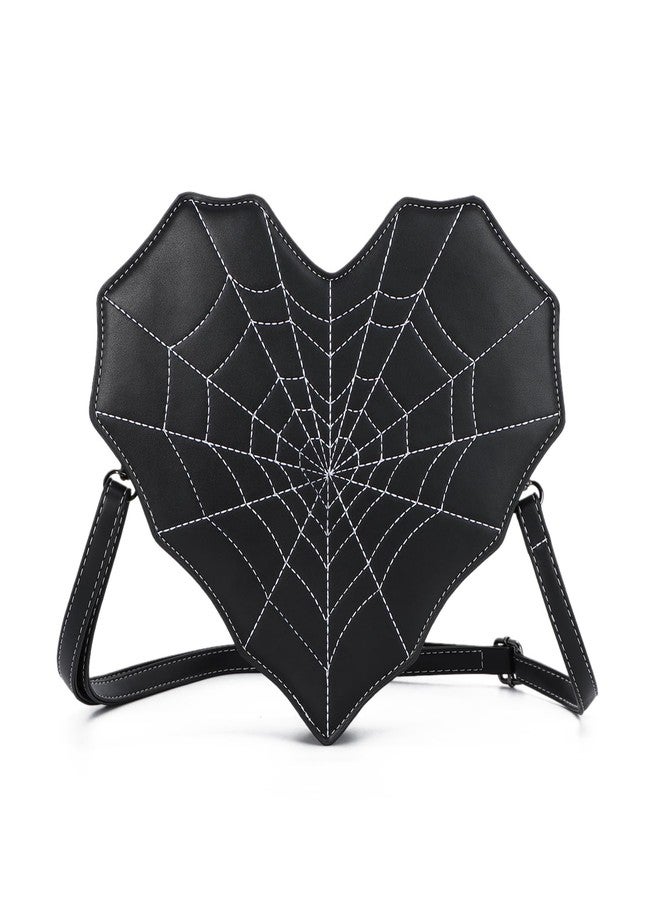 SUKUTU Women Heart Shaped Shoulder Bag Spider Web Gothic Style Backpack Novelty Gothic Leather Crossbody Bag - Image 1