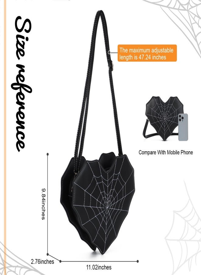 SUKUTU Women Heart Shaped Shoulder Bag Spider Web Gothic Style Backpack Novelty Gothic Leather Crossbody Bag - Image 2