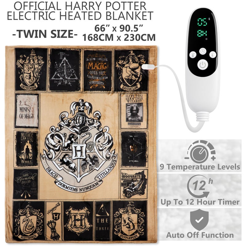 Get Trend Harry Potter Gifts Heated Blanket Electric, Twin Size Luxurious Fleece Weighted Blanket, Fast Heating with 9 Heat Settings & Auto Shut-Off, 65x90in (Multi Harry Potter, Twin US) - Image 2