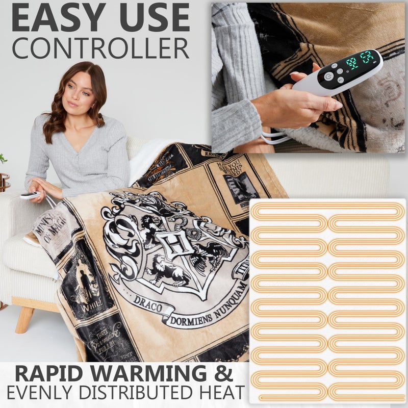 Get Trend Harry Potter Gifts Heated Blanket Electric, Twin Size Luxurious Fleece Weighted Blanket, Fast Heating with 9 Heat Settings & Auto Shut-Off, 65x90in (Multi Harry Potter, Twin US) - Image 3