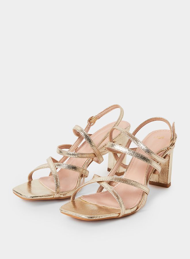Styli Thin Cross Strap Mid Heel Sandals - Image 3