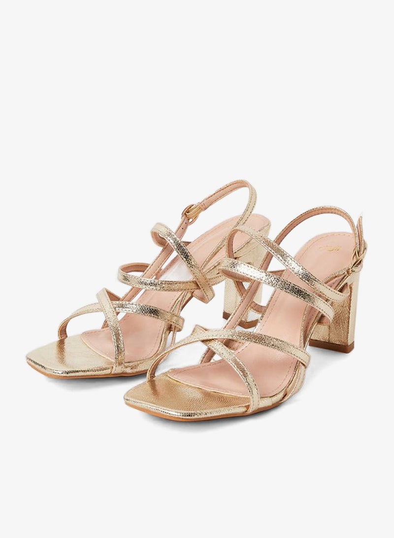 Styli Thin Cross Strap Mid Heel Sandals - Image 3