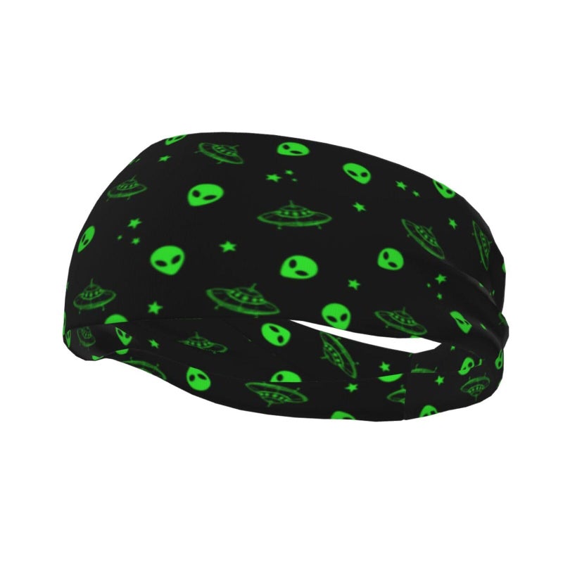bassyil Galaxy Alien Sports Headbands Moisture Wicking Workout Headband Sweatband Headbands for Running Cycling Football Yoga Hairband for Men Women - Image 3