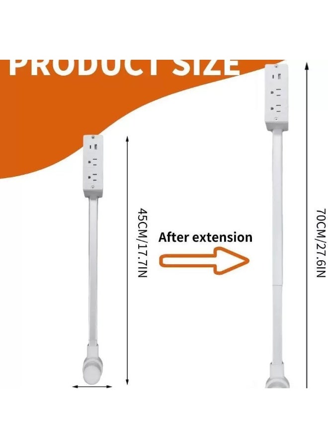 مقبس حائط كهربائي دوار، موسع مقبس كهربائي قابل لتعديل الطول، مقبس طاقة للطاولة الجانبية - Image 2