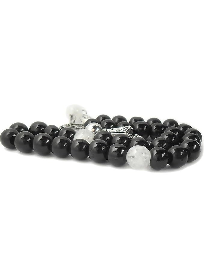Handmade Rosary – A Unique Combination of Agate Stones with Natural Moonstone for Daily Meditation, Prayer, Positivity & Peace – Perfect Gift for Any Occasion - Image 3