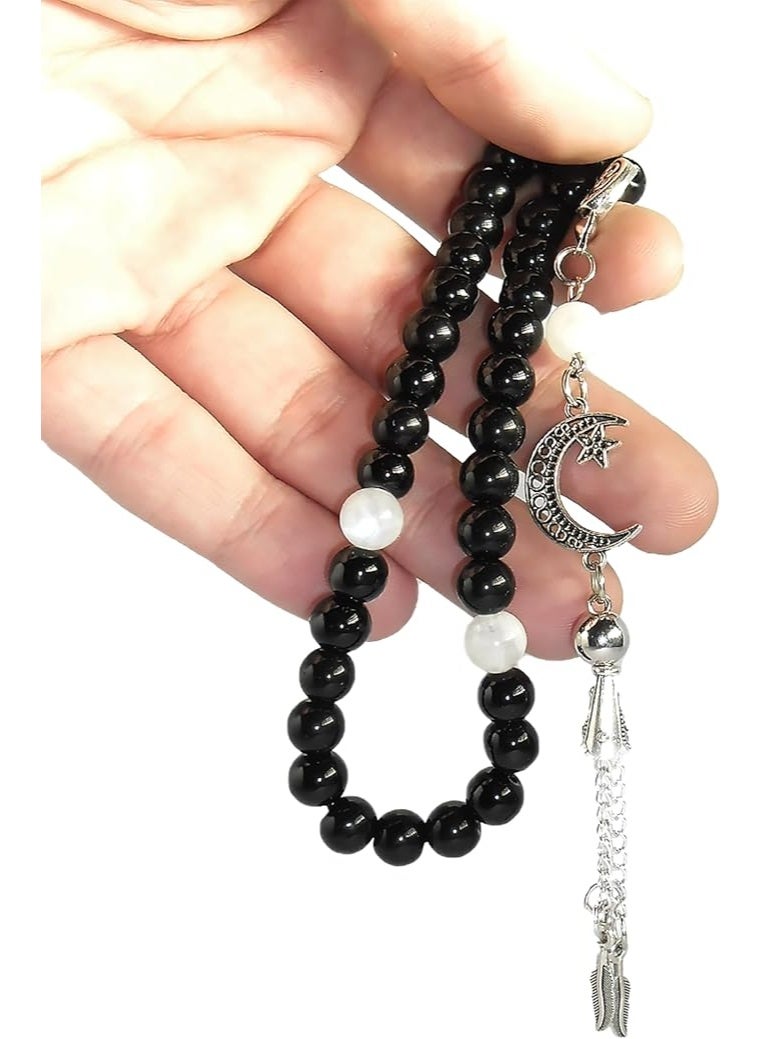 Handmade Rosary – A Unique Combination of Agate Stones with Natural Moonstone for Daily Meditation, Prayer, Positivity & Peace – Perfect Gift for Any Occasion - Image 4