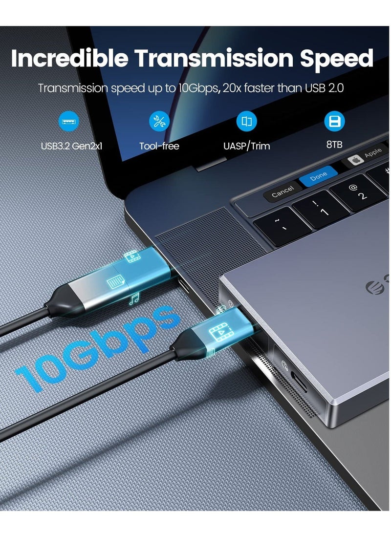 Dual Bay NVMe M2 SSD Enclosure High Speed USB3.2 Gen2 10Gbps Docking Station for PCIe M Key B M Key 2230 2242 2260 2280 SSDs Tool Free Installation Supports up to 4TB - Image 5