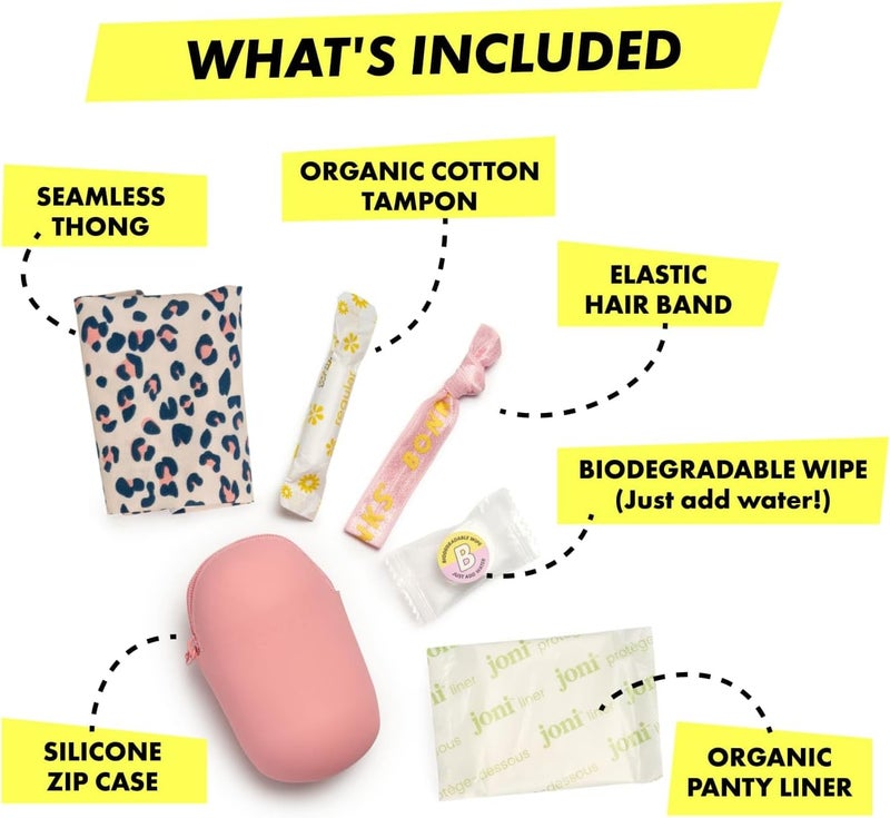 Bonks GoGo Kit Emergency Period Kit Portable Menstrual Pouch for Women Teens Essential Womens Travel Kit Includes Tampon Pantyliner Underwear More Female Hygiene Care - Image 3