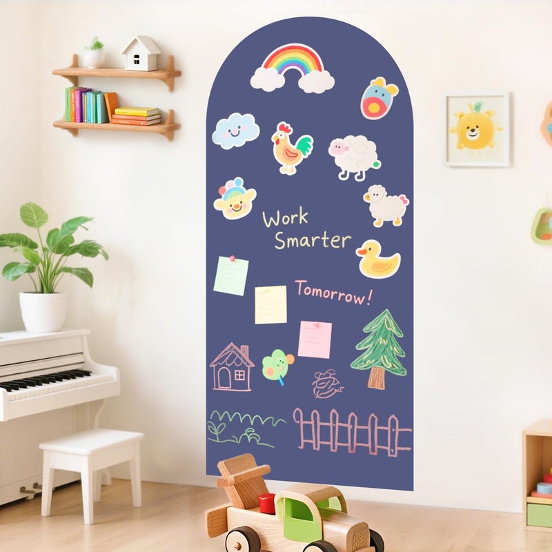 OMKSIH Arch Magnetic Wall Decal 39.3x17.5 Inch Magnetic Chalk Board Sticker Magnet Chalkboard for Wall Peel and Stick Self Adhesive Blackboard Multifunctional for Playroom Home Office - Image 1