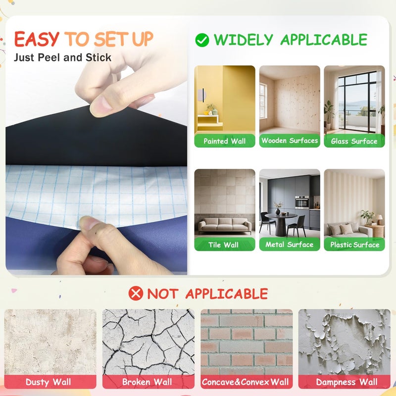 OMKSIH Arch Magnetic Wall Decal 39.3x17.5 Inch Magnetic Chalk Board Sticker Magnet Chalkboard for Wall Peel and Stick Self Adhesive Blackboard Multifunctional for Playroom Home Office - Image 5