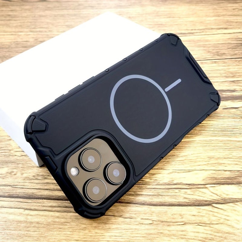 For iPhone 13 Light Grey Shockproof Armor Case Magnetic Wireless Charge Compatible Full Protective Bumper Cover - Image 4