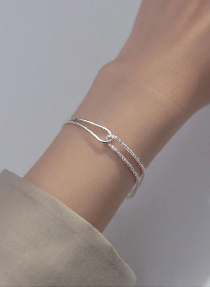 إليجانس اسوارة نسائية من الاستانلس ستيل باللون الفضي - Image 1