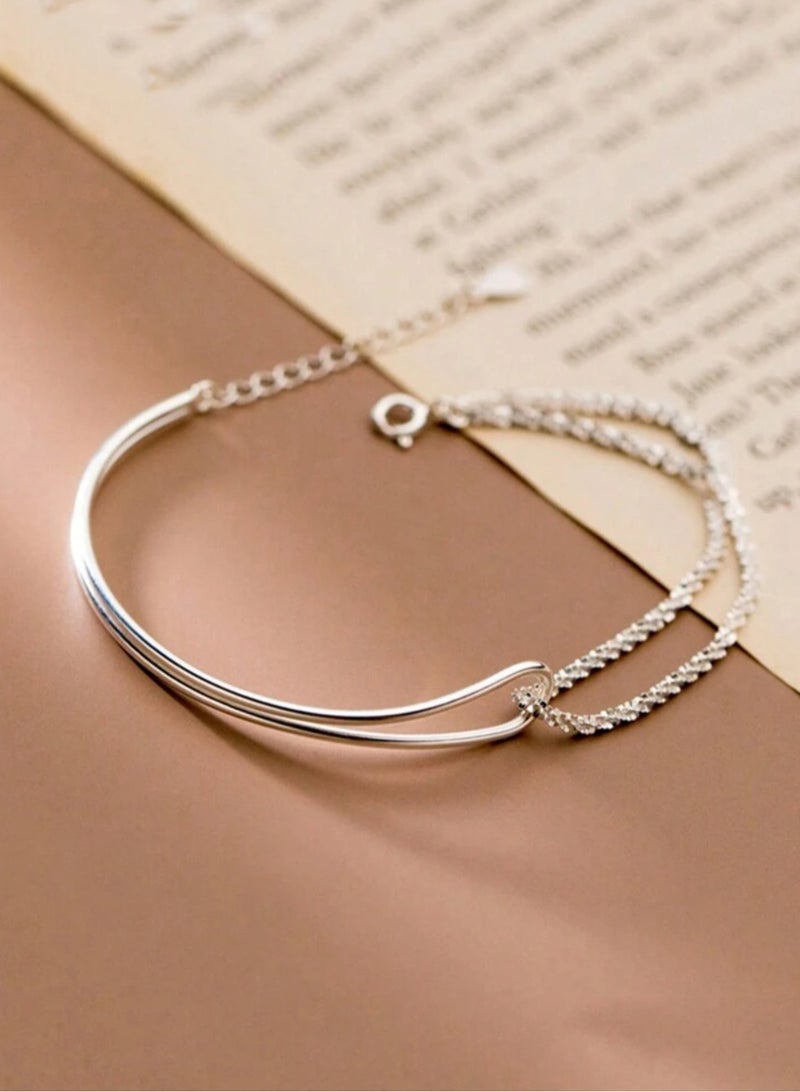 إليجانس اسوارة نسائية من الاستانلس ستيل باللون الفضي - Image 2