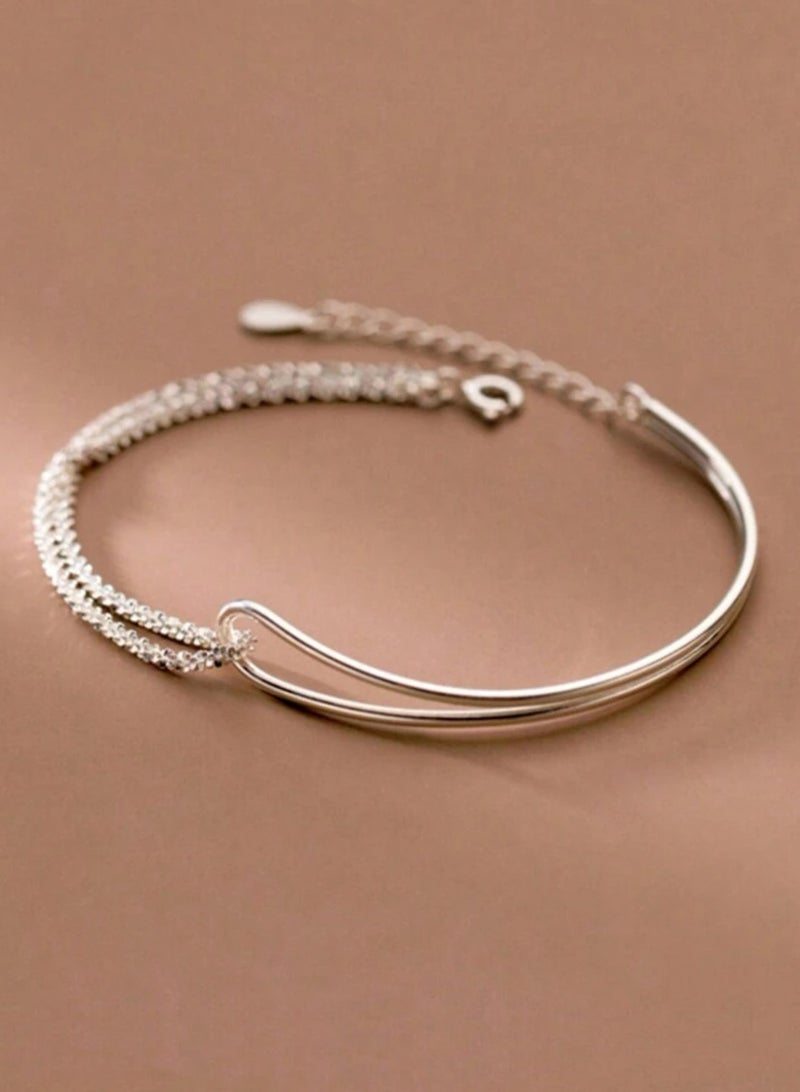 إليجانس اسوارة نسائية من الاستانلس ستيل باللون الفضي - Image 3