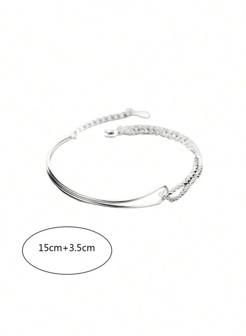 إليجانس اسوارة نسائية من الاستانلس ستيل باللون الفضي - Image 4