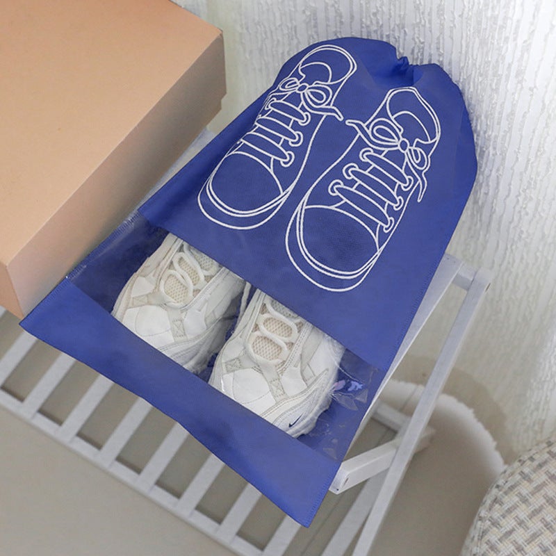 Shoes Storage Bag Moisture-proof Mildew-proof Shoe Bag Portable Dustproof Shoe Bag Shoe Cover Household Travel Sneakers Shoe Bag Cover Navy blue (with pattern) 