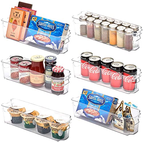 Golden Bird Golden bird Clear Plastic Pantry Organizer Bins Set,Food Storage Bins with Handle For Refrigerator Fridge Cabinet Kitchen Countertops Cupboard BPA free Set of 2 (Narrow) - Image 2