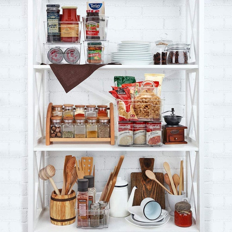 Golden Bird Golden bird Clear Plastic Pantry Organizer Bins Set,Food Storage Bins with Handle For Refrigerator Fridge Cabinet Kitchen Countertops Cupboard BPA free Set of 2 (Narrow) - Image 5