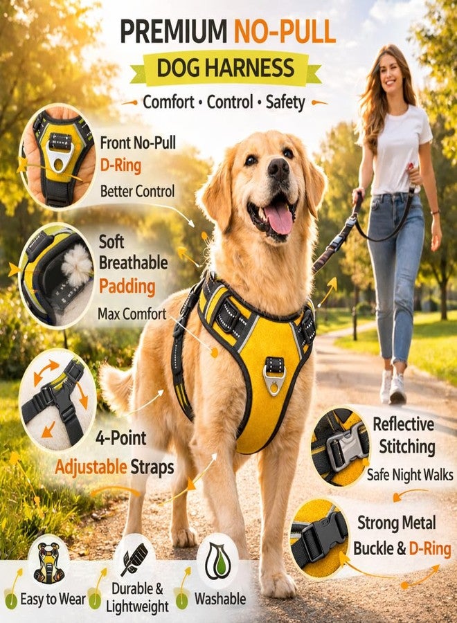 Berlin's PET ACCESSORIES Berlin's No Pull Dog Harness for Large, Medium & Small Dogs | Reflective Oxford Vest | Soft Padded Chest Belt | Easy Control | Anti-Choke Dog Belt for Walking & Training (Golden, Large) - Image 3