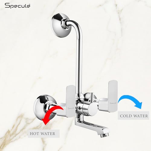 Specule Cube Pure Brass 2 in 1 Mixer with 190mm Bend Pipe, 6x6 Overhead Shower Set, Brass Wall Flange | Mixer tap for Bathroom | Bathroom Mixture Set | Wall Mixture (Mirror Chrome) - Image 3