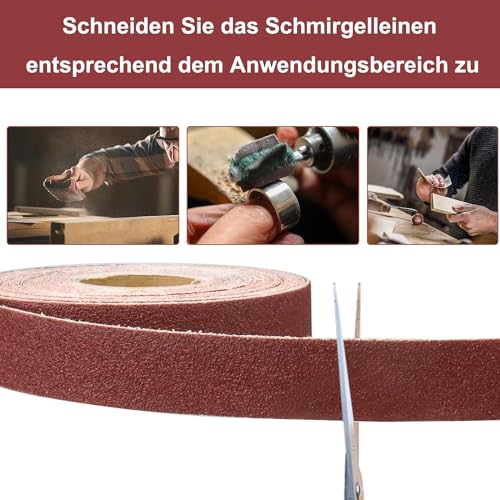 Shineboc Emery Cloth Roll,320 Grit Continuous Sandpaper Roll 1" x 89 Feet Sandpaper Roll for Wood Furniture Finishing Metal Sanding Automotive Polishing - Image 3