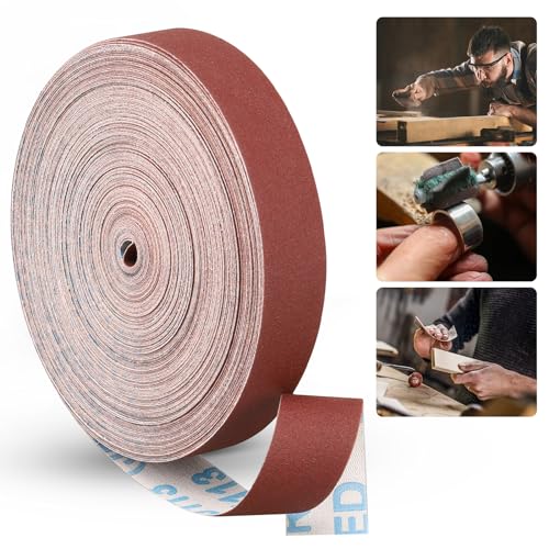Shineboc Emery Cloth Roll,320 Grit Continuous Sandpaper Roll 1" x 89 Feet Sandpaper Roll for Wood Furniture Finishing Metal Sanding Automotive Polishing - Image 1