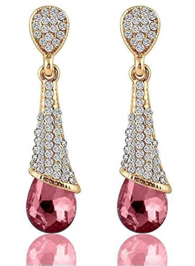 YouBella Stylish Party Wear Jewelery Gold Plated Drop Earrings For Women Pink Ybear_31257 - Image 1